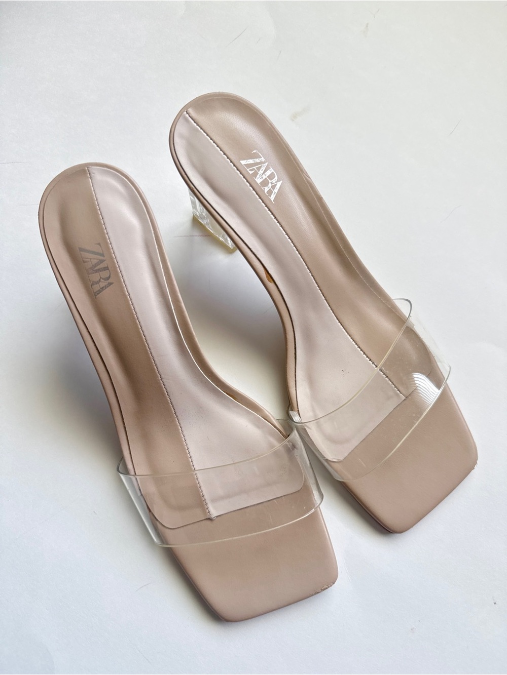 ZARA Nude Clear Strap Heeled Sandals – EU 38